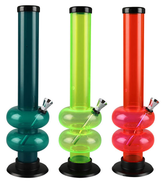 Acrylic Double Bubble Water Pipe - 12" / Colors Vary