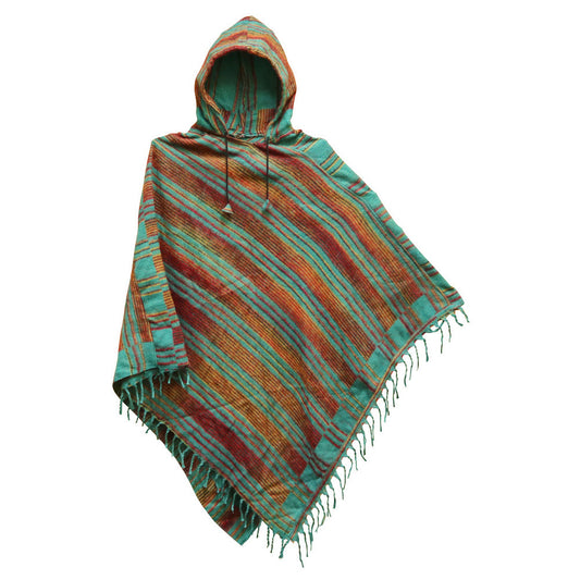Striped Viscose Poncho - 45"/Colors Vary