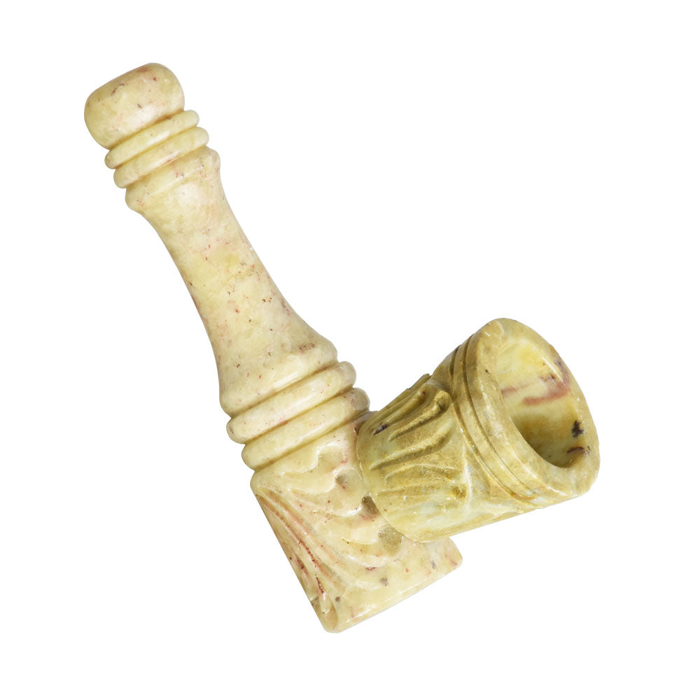 Decoratively Carved Stone Pipe w/ Removable Bowl | 3" | Varied