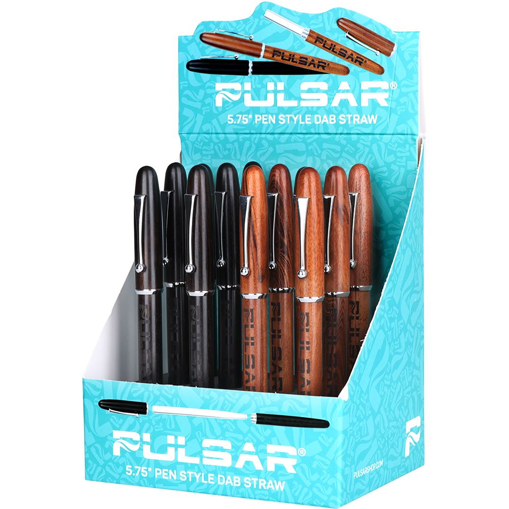 12CT DISPLAY - Pulsar Wood Pen Quartz Dab Straw - 5.75"