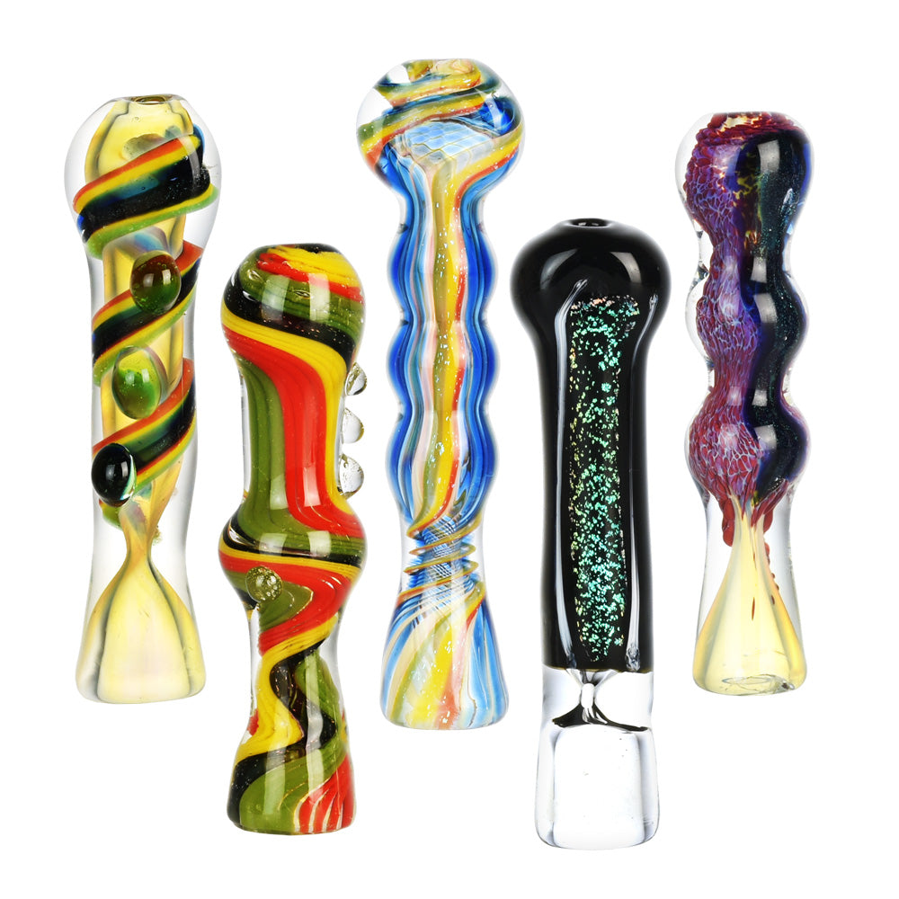 High End Dichro Glass Chillum | 3" - 4" | Asst | 50pc Bundle