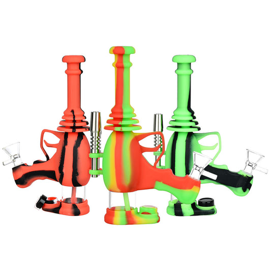 Laser Gun Silicone Water Pipe | 8.5" | Colors Vary