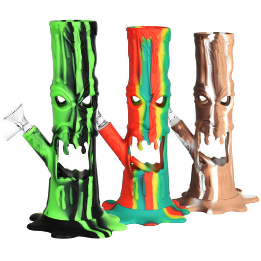 Scary Tree Silicone/Glass LED Water Pipe - 9"/14mm F/Colors Vary