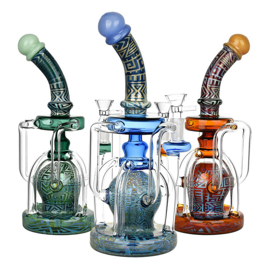 Otherworldly Connection Recycler Water Pipe - 10"/14mm F / Colors Vary