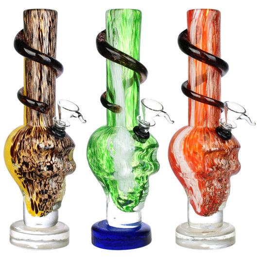 Embellish The Mind Soft Glass Water Pipe - 10.25" / Colors Vary