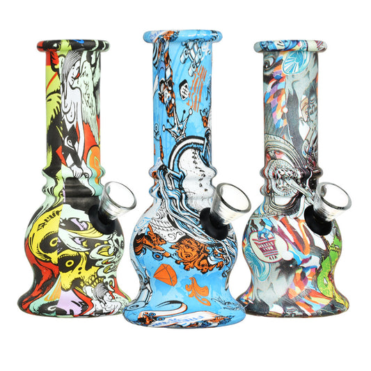 Bell Printed Design Glass Mini Water Pipe - 5.75" / Colors Vary