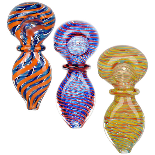 10PC BUNDLE - Swirled Delight Glass Spoon Pipe - 3.5" / Assorted Colors