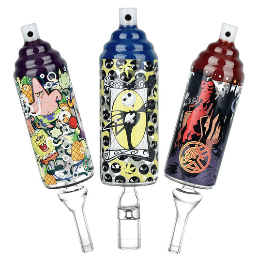 Dabtized Spray Paint Puffs Bubbler Dab Straw & Dry Herb Pipe - 6.75" / 10mm F / Assorted Designs