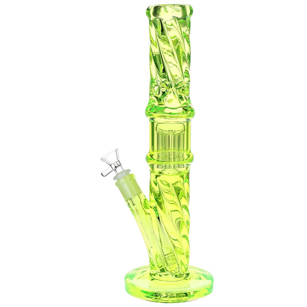 Translucent Twisty Jellyfish Perc Straight Glass Water Pipe | 13.75" | 14mm F