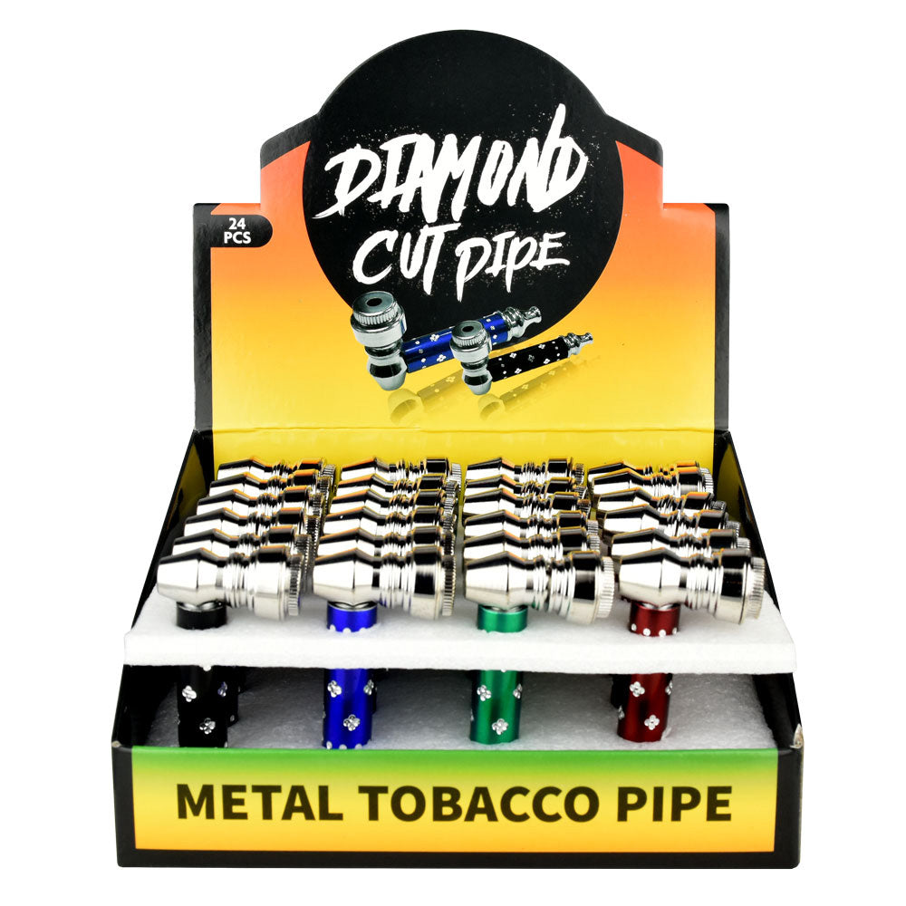 24PC DISPLAY - Metal Tobacco Pipes - 2.75" / Assorted Colors