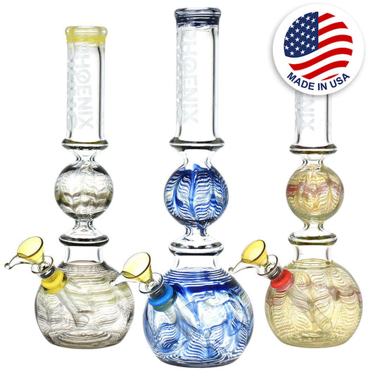 Phoenix Rising Bubble Ball Water Pipe | 10.75" | Colors Vary
