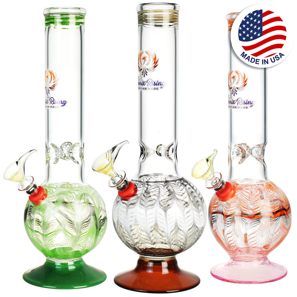 Phoenix Rising Bubble Base Water Pipe w/ Ice Pinch | 12" | Colors Vary