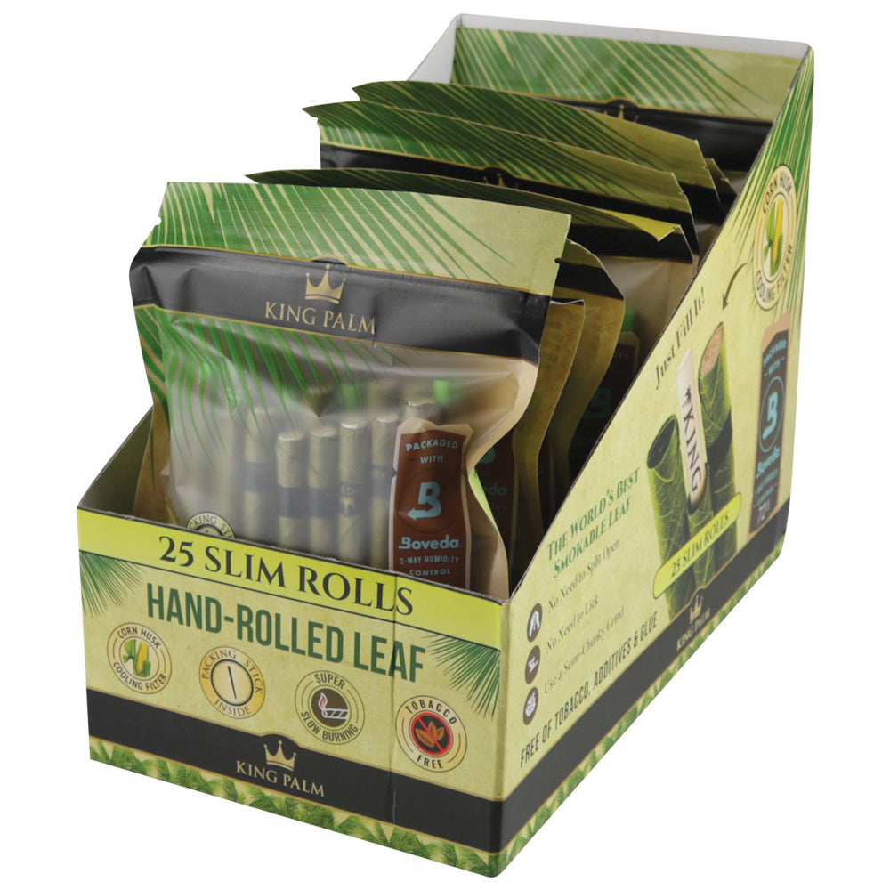 8PC DISPLAY - King Palm Hand Rolled Leaf - 25ct / Slim