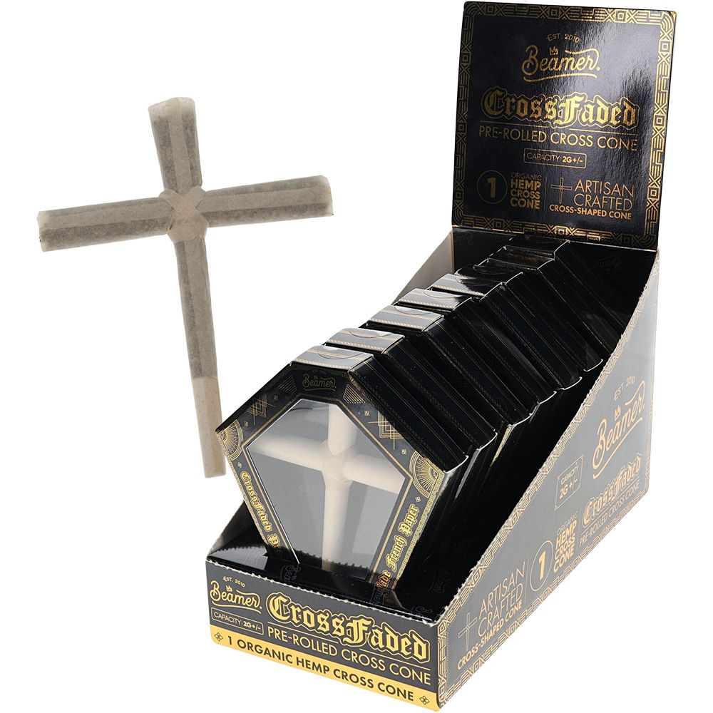 8CT DISPLAY - Beamer CrossFaded Organic Hemp Pre-Rolled Cross-Shaped Cone