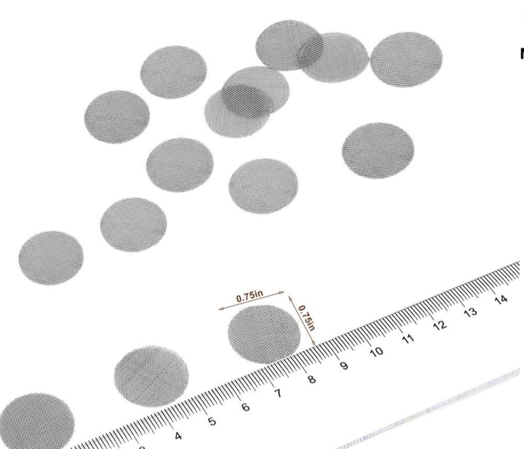 100PC DISPLAY - Silver/Stainless Steel Pipe Screen Filters - 5ct / 3/4"