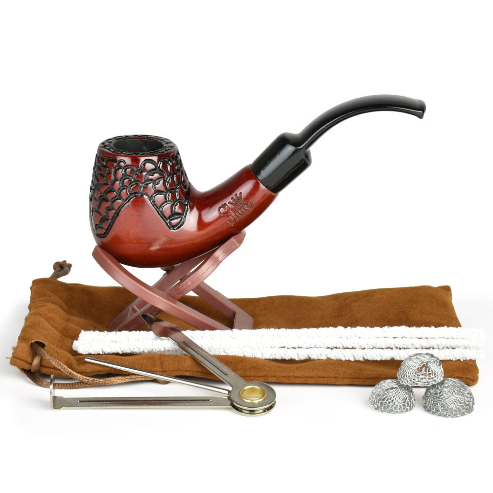 Pulsar Shire Pipes Engraved Bent Brandy - 5.5" / Cherry