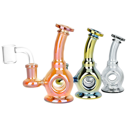 Time Warp Electroplated Glass Mini Dab Rig | 4.75" | 14mm F | Colors Vary