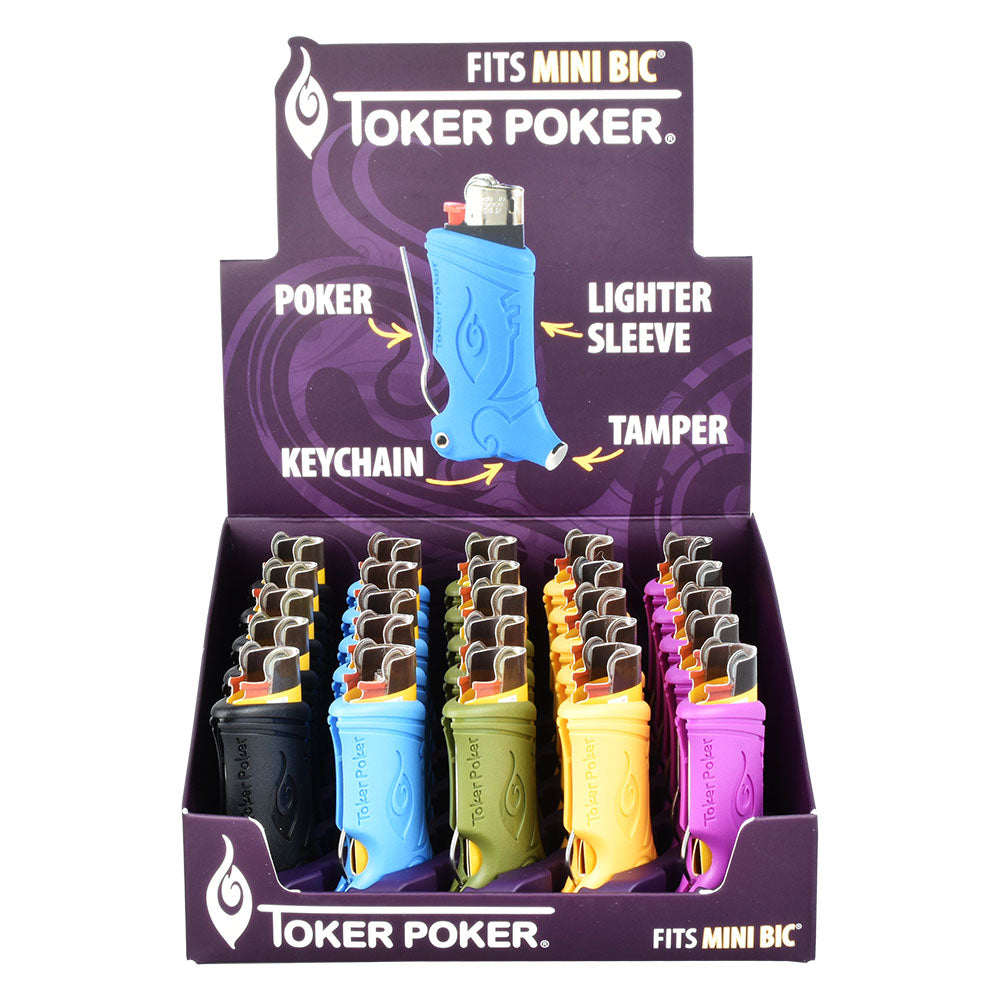 Toker Poker Lighter Sleeve | Mini Bic | Assorted Colors | 25pc Display