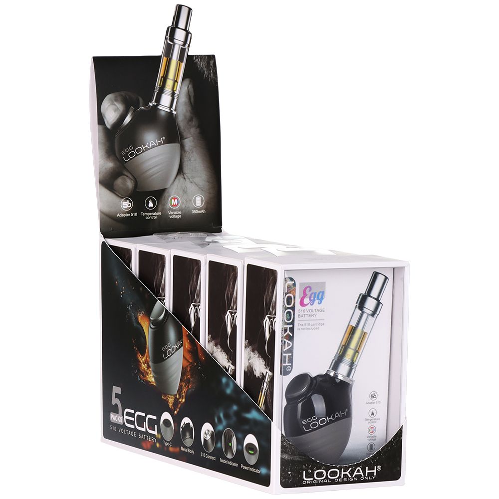 5CT DISPLAY - Lookah Egg Variable Voltage 510 Vape Battery - 350mAh