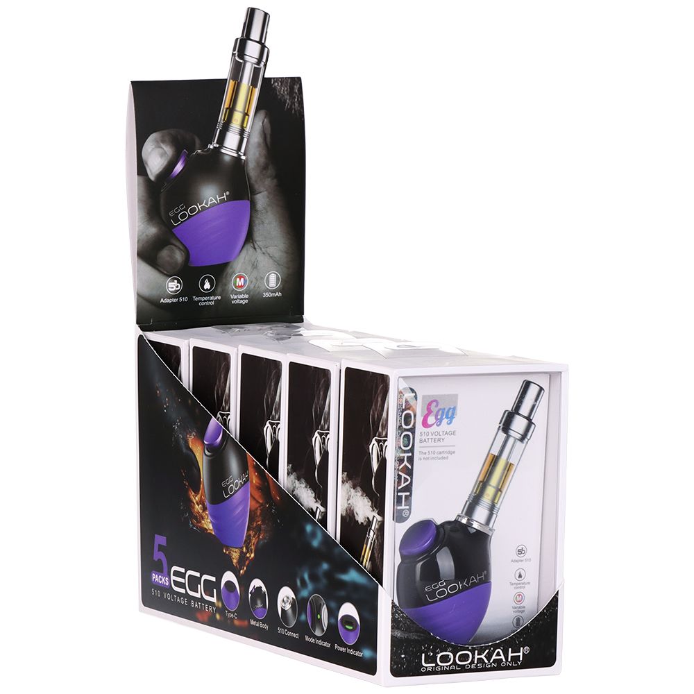 5CT DISPLAY - Lookah Egg Variable Voltage 510 Vape Battery - 350mAh