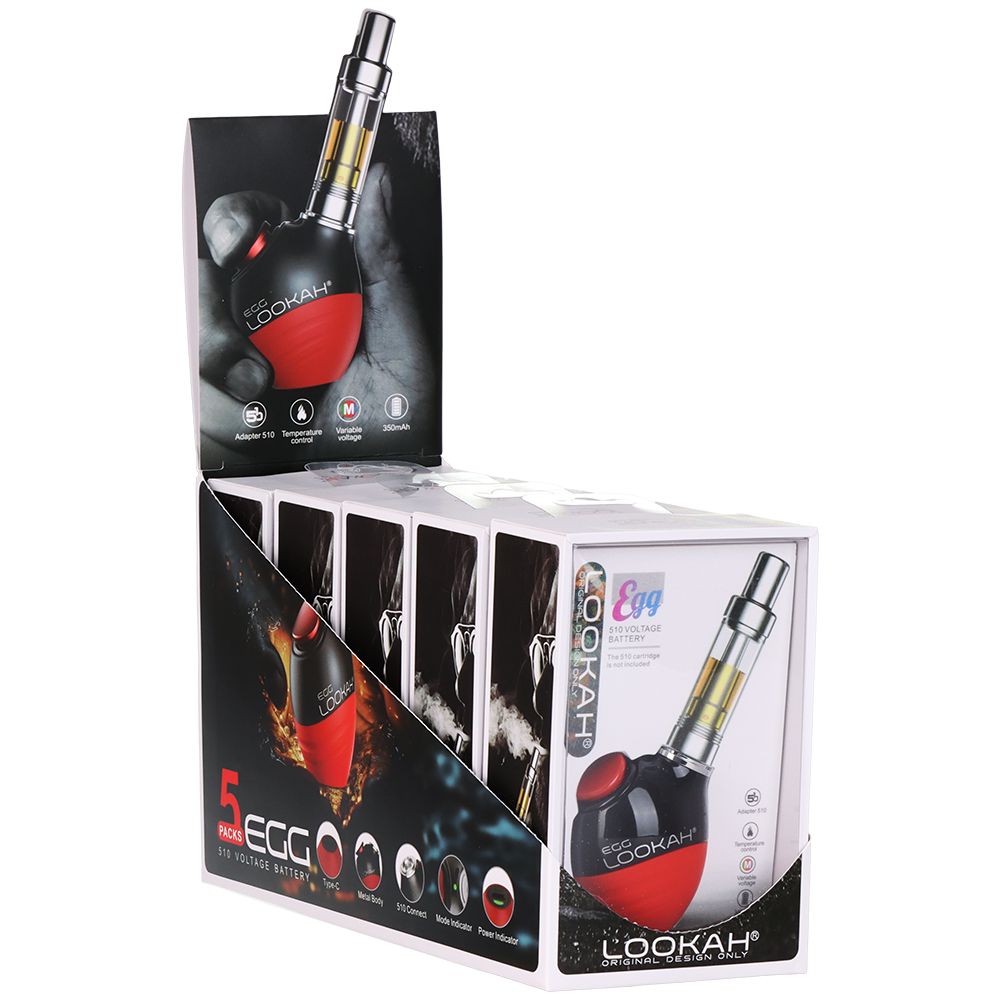 5CT DISPLAY - Lookah Egg Variable Voltage 510 Vape Battery - 350mAh