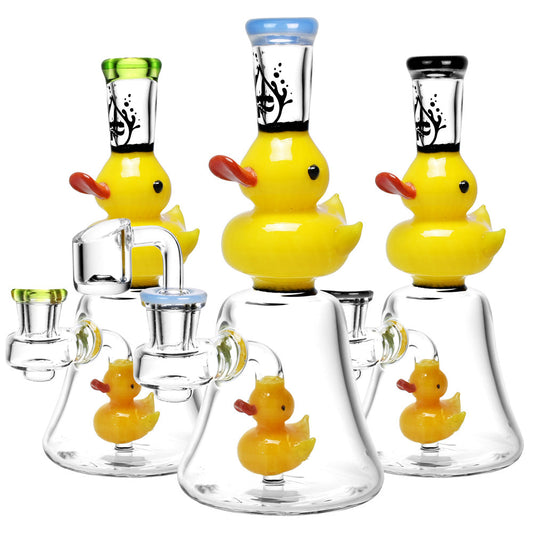 Pulsar Glass Double Duckie Rig - 7.5" / 14mm F / Colors Vary