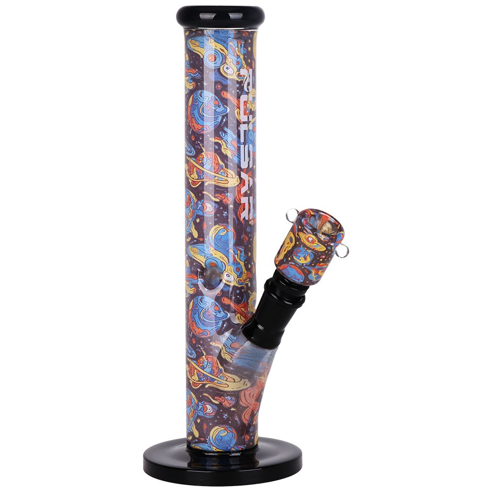 Pulsar Inside Print Straight Tube Glass Water Pipe | 11.25" | 14mm F