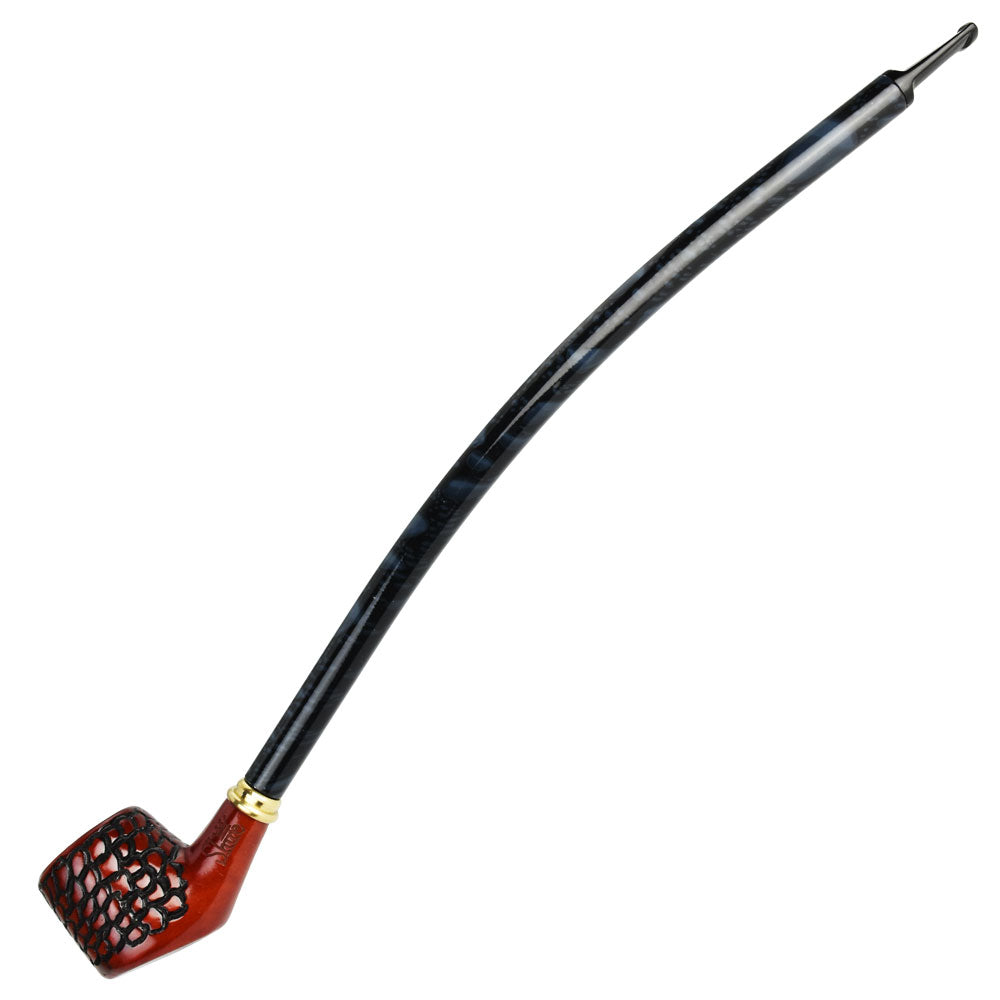 Pulsar Shire Pipes Curved Engraved Cherry Wood Tobacco Pipe - 15"