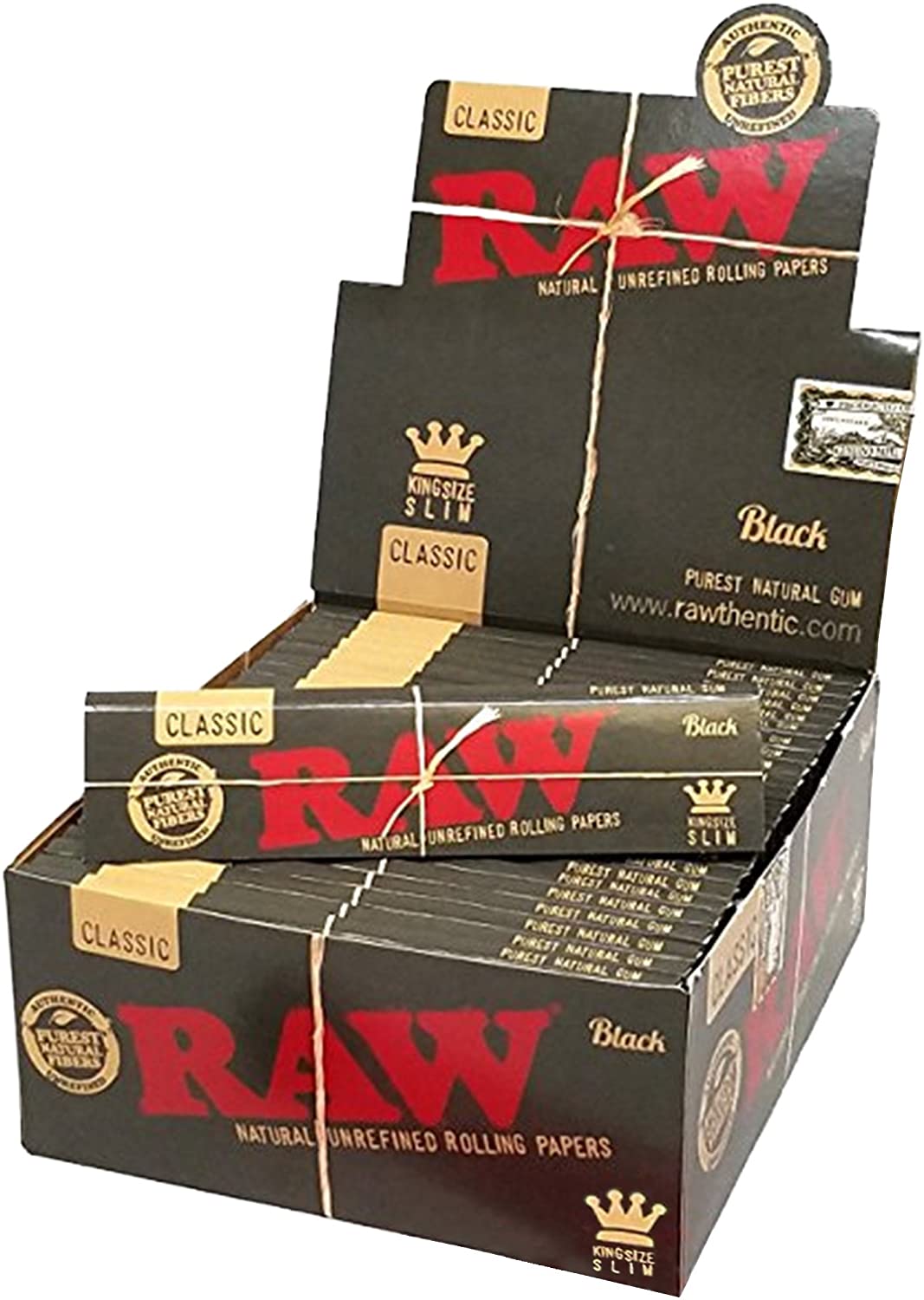 RAW CLASSIC KING SLIM SIZE BLACK ROLLING PAPERS (BOX OF 50)