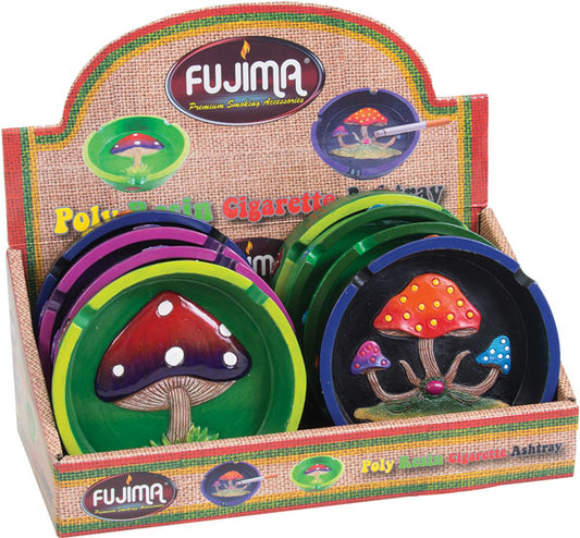 Mushroom Round Polyresin Ashtray | 4.25" | Asst | 8pc Display