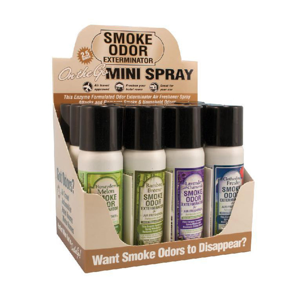 12PC DISPLAY - 2.5oz Smoke Odor Exterminator Spray - Year Round Mix