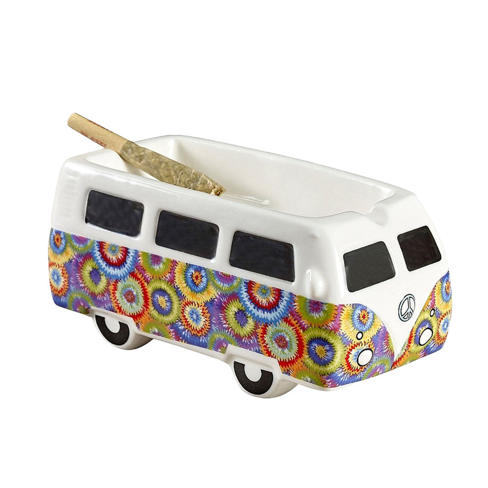 Vintage Hippie Bus Ceramic Ashtray | 5.25"