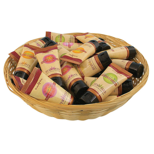 50PC DISP - Earthly Body Hemp Seed Hand & Body Lotion - 1oz/Assorted Scents