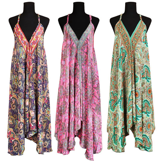 Halter Top Silk Full Length Dress - One Size / Styles Vary