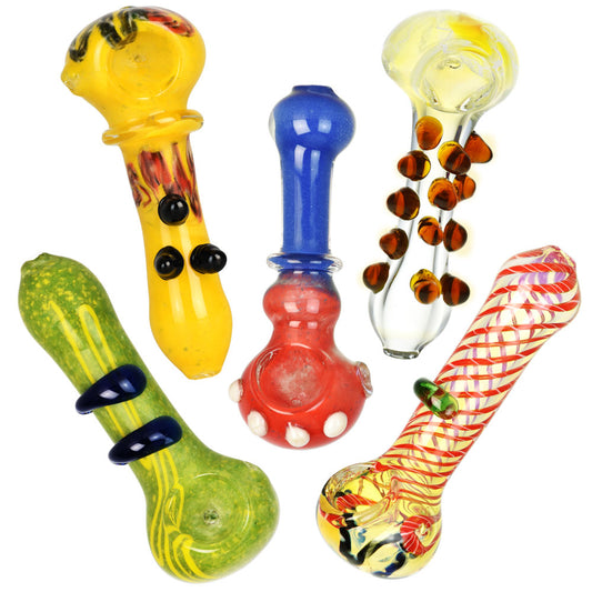 Fancy Glass Spoon Pipes | 4" - 5" | 30pc Bundle | Assorted Styles & Colors