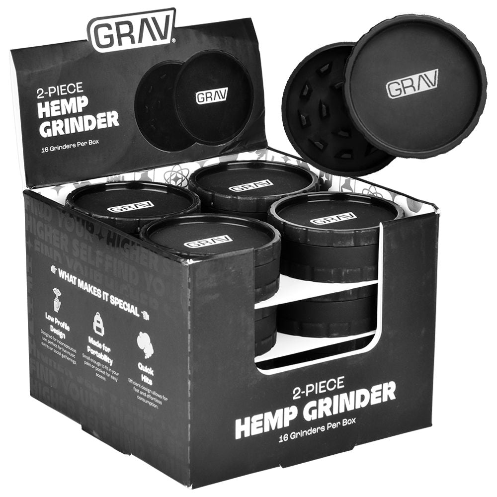 16CT DISPLAY - GRAV Hemp Grinder - 2pc / 2.5" / Black