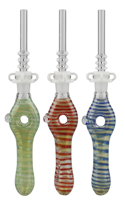 Glass Donut Dab Straw - 6.75" / 10mm / Colors Vary