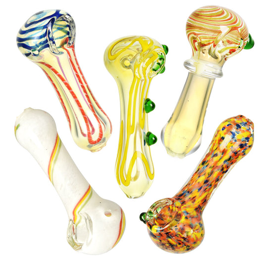 Glass Spoon Pipes | 3.5" - 4" | 30pc Bundle | Assorted Styles & Colors