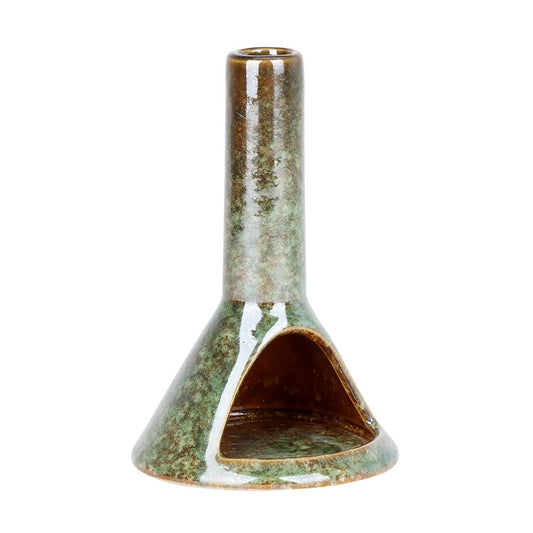 Green Mini Chiminea Cone and Palo Santo Stick Ceramic Incense Burner - 6"