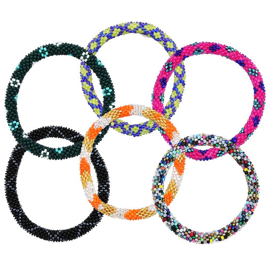 Handmade Multicolored Beaded Bracelet - 4" / Colors Vary