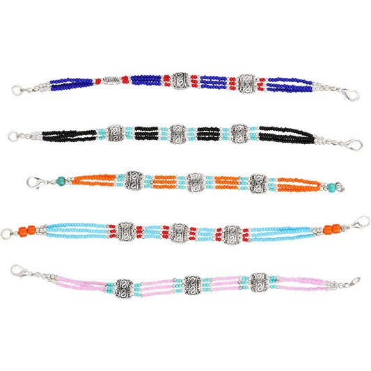 Triple Strand Multicolored Beaded Bracelet - 3.5" / Colors Vary