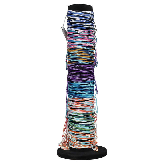 48CT DISPLAY - String Bracelets on Flocked Pillar Stand - 5.5" / Adjustable / Assorted Colors