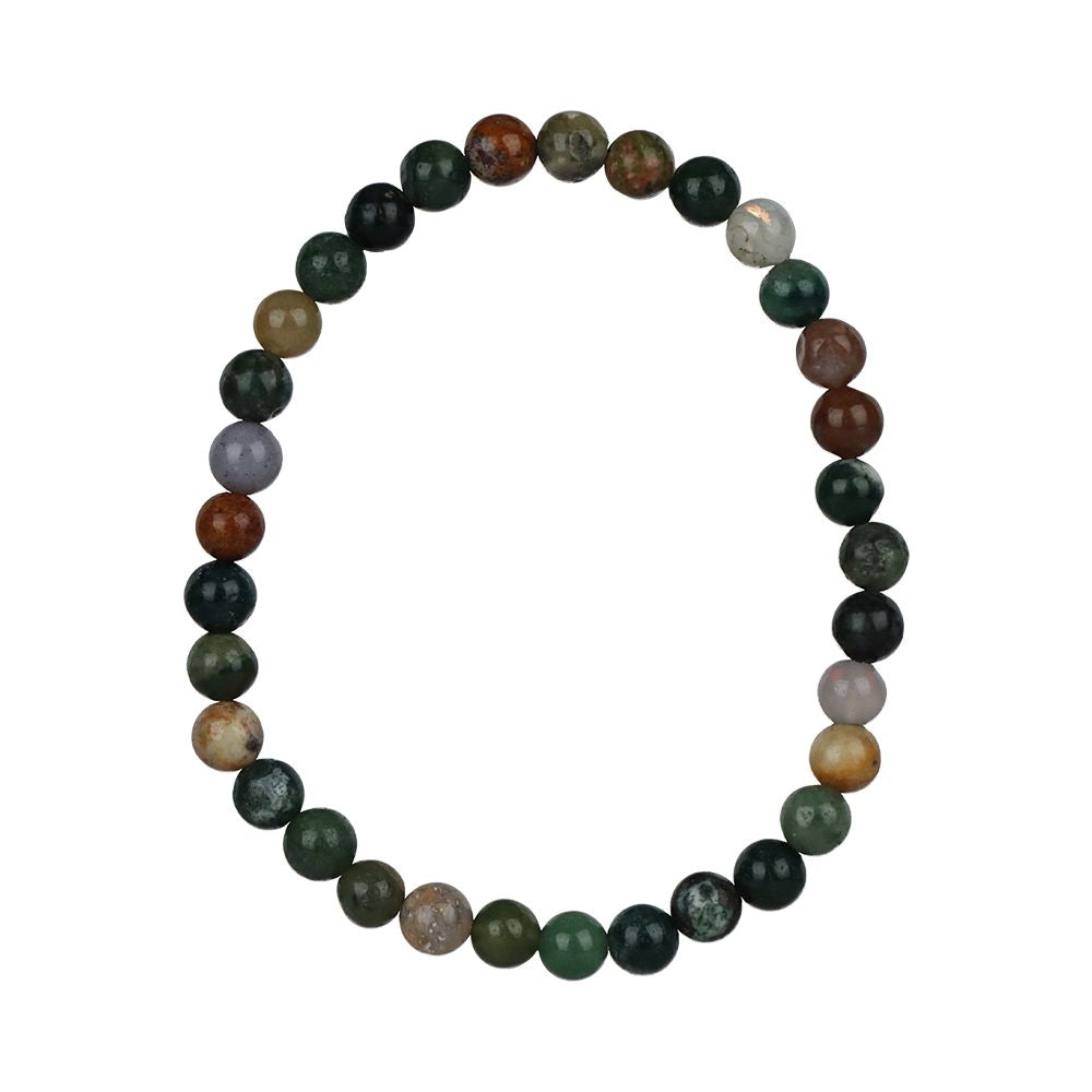 Single Strand Multi-Colored Semi-Precious Gemstone Elastic Bracelet - 4"