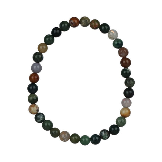 Single Strand Multi-Colored Semi-Precious Gemstone Elastic Bracelet - 4"