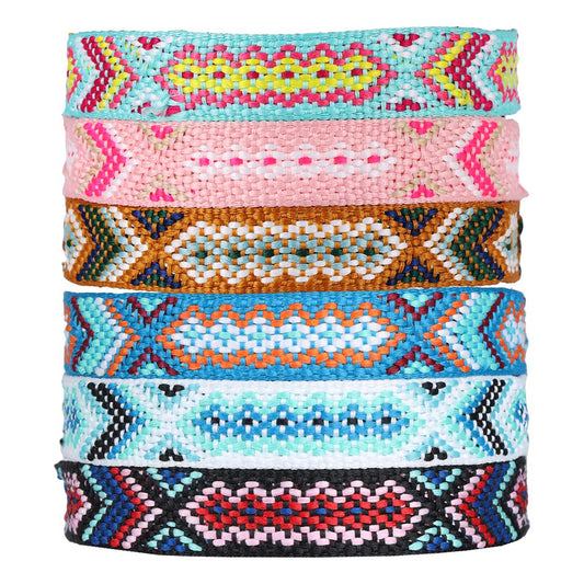 Southwestern Style Woven Adjustable Bracelet with Tassel - 5.5" / Colors Vary