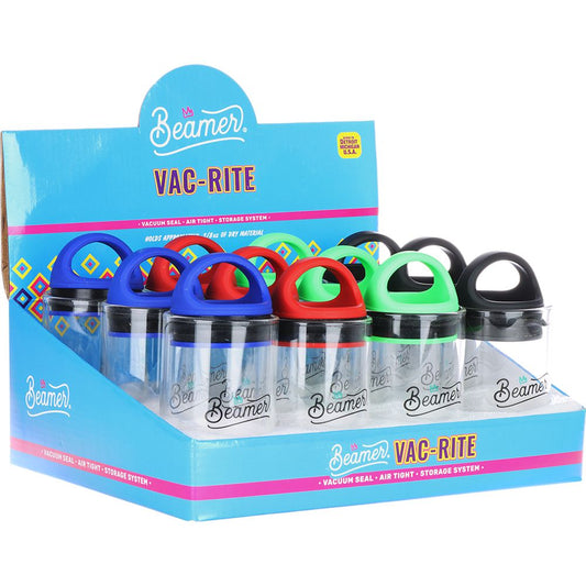 12CT DISPLAY - Beamer VAC-RITE Vacuum-Sealing Airtight Jar - 3.5g / Assorted Colors