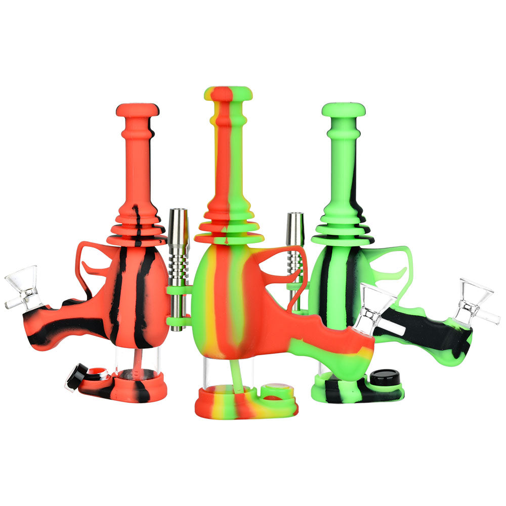 Laser Gun Silicone Water Pipe | 8.5" | Colors Vary