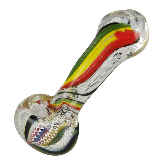 Worked Rasta Hand Pipe - 3.75"