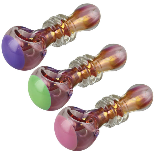 Gold Fumed Jetson Glass Spoon Pipe - 4.75" | Colors Vary