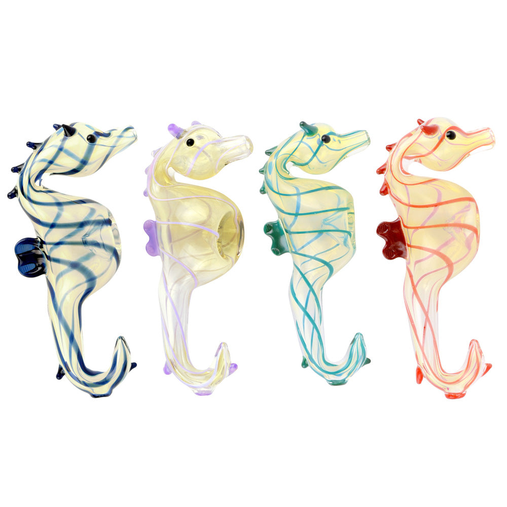 Seahorse Glass Hand Pipe - 4.75" / Colors Vary